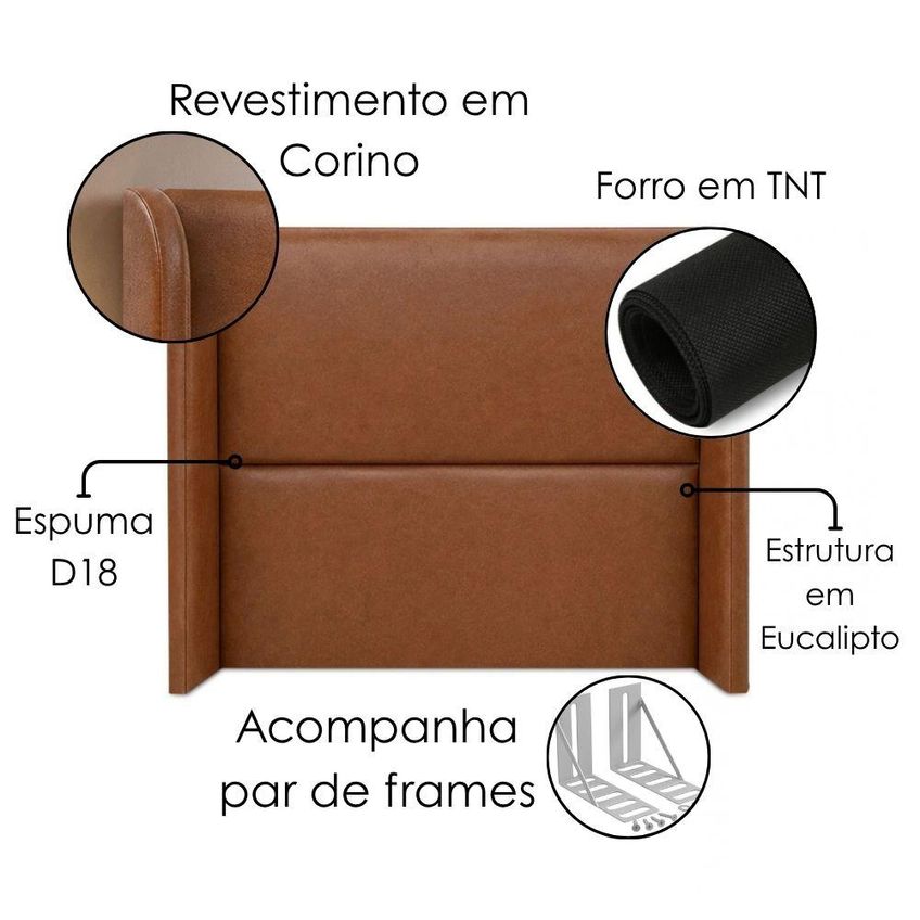 Cabeceira Casal 140 Cm Com Frame Imperial Corino Avelã Camel Impo - imagem 4