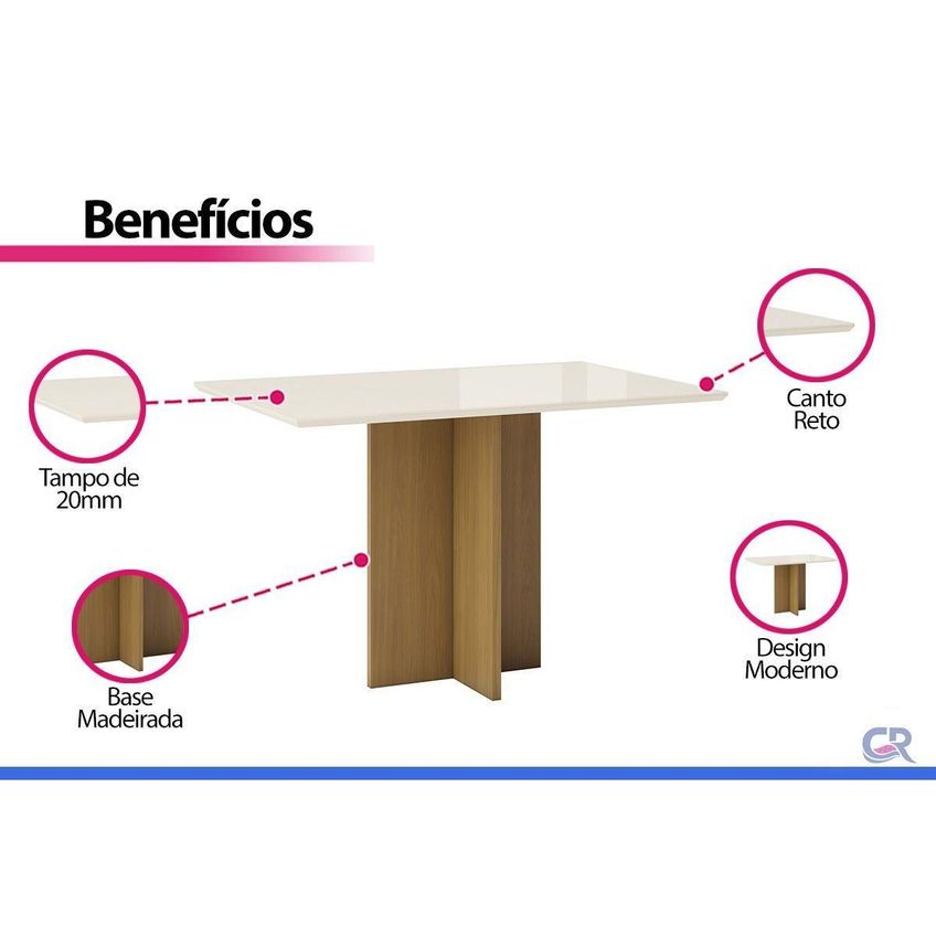 Mesa Jantar Lana 120+4cad Evelin Cin/off - Suede Areia Henn - imagem 5