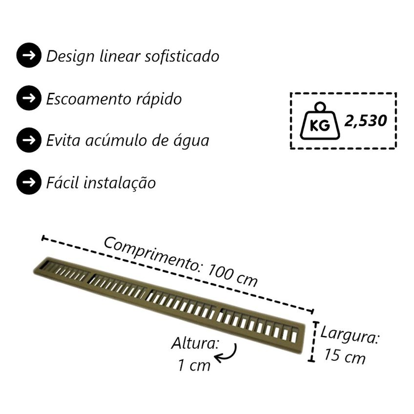 Kit 2 Ralo Grelha Linear Caixilho Em Alumínio Fendi 15x100cm - imagem 4