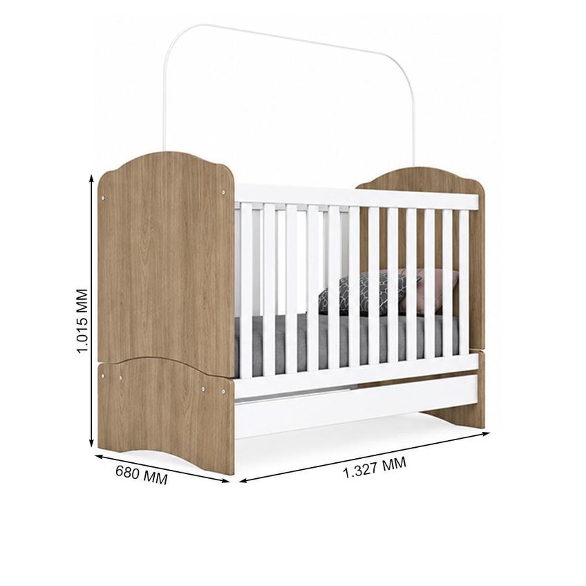 Dormitório Infantil Bala De Menta Com Guarda Roupa, Cômoda E Berço Rústico/branco - Móveis Henn - imagem 5