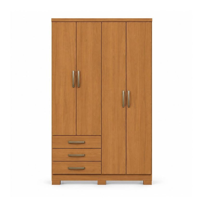 Guarda Roupa Solteiro Caju 4 Portas E 3 Gavetas Cinamomo - Móveis Henn - imagem 3
