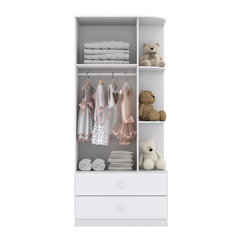 Guarda Roupa Infantil Labirinto 2 Portas E 2 Gavetas Branco - Móveis Henn - imagem 4