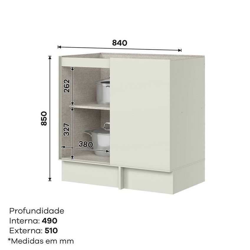 Balcão Canto Reto Fineze 84cm 1 Porta Areia Henn - imagem 4