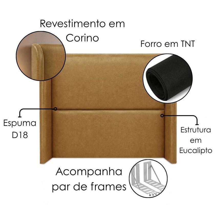 Cabeceira Queen 160 Cm Com Frame Imperial Corino Whisky Impo - imagem 4