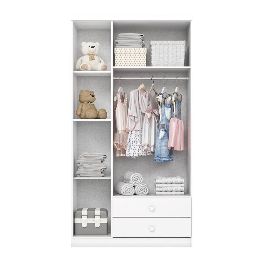 Guarda Roupa Infantil Bala De Menta 3 Portas E 2 Gavetas Branco - Móveis Henn - imagem 4