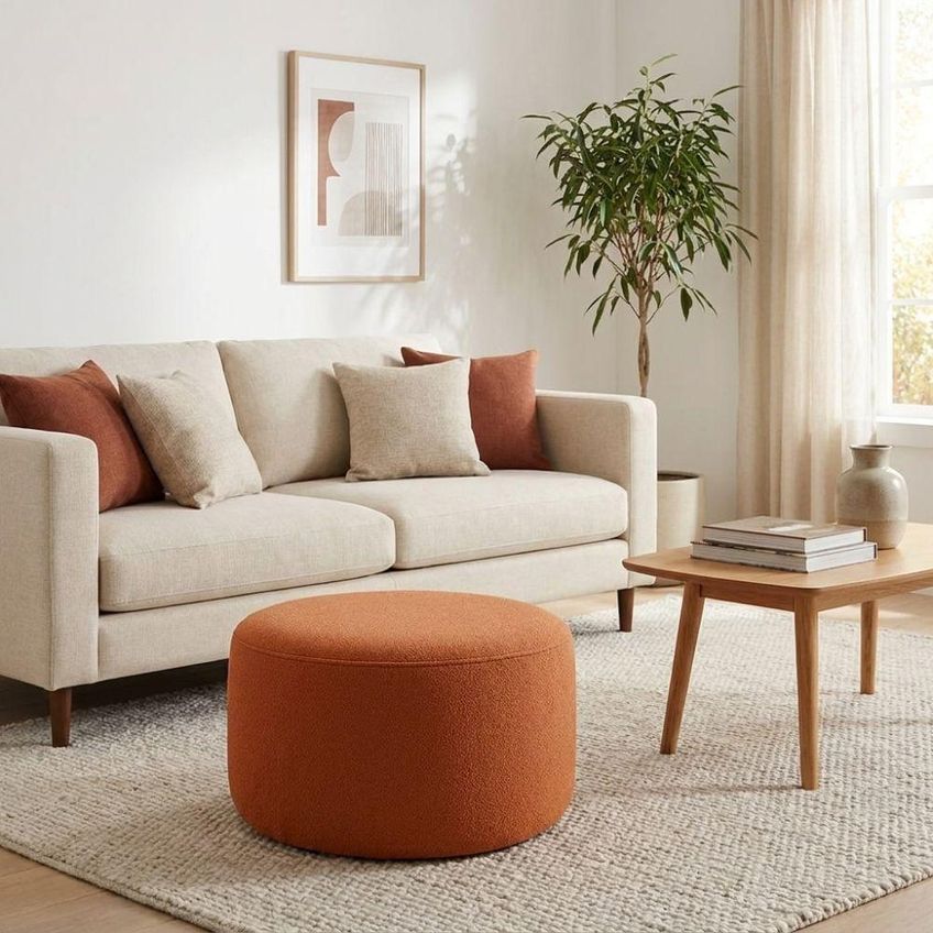 Puff Redondo Organico Imperial 45x60 Cm Boucle Terracota Impo - imagem 5