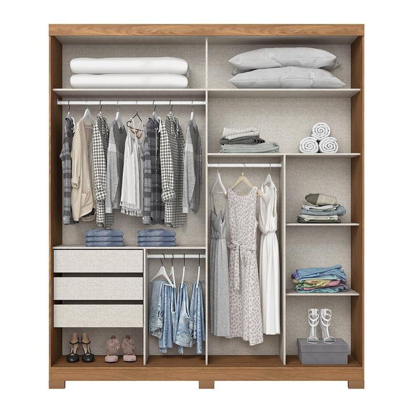 Guarda Roupa Verg 02 Portas Deslizantes Nature/off White - Móveis Henn - imagem 4