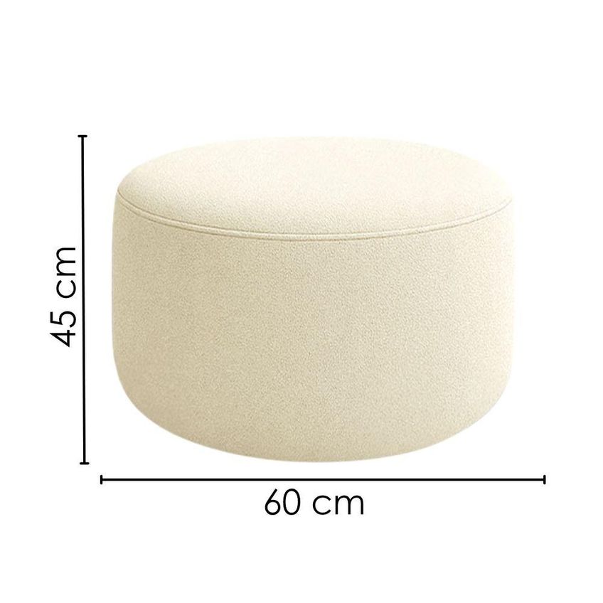 Puff Redondo Organico Imperial 45x60 Cm Boucle Creme Impo - imagem 3