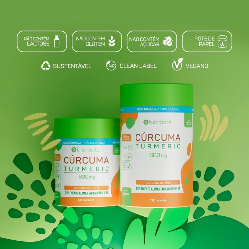 Cúrcuma Turmeric 600mg Bioroots 30 Cápsulas - imagem 3