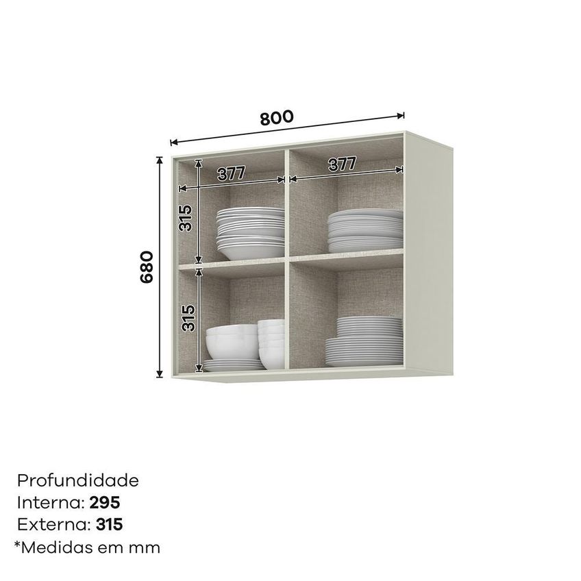 Armário Aéreo Fineze 80cm 2 Portas Areia Henn - imagem 3