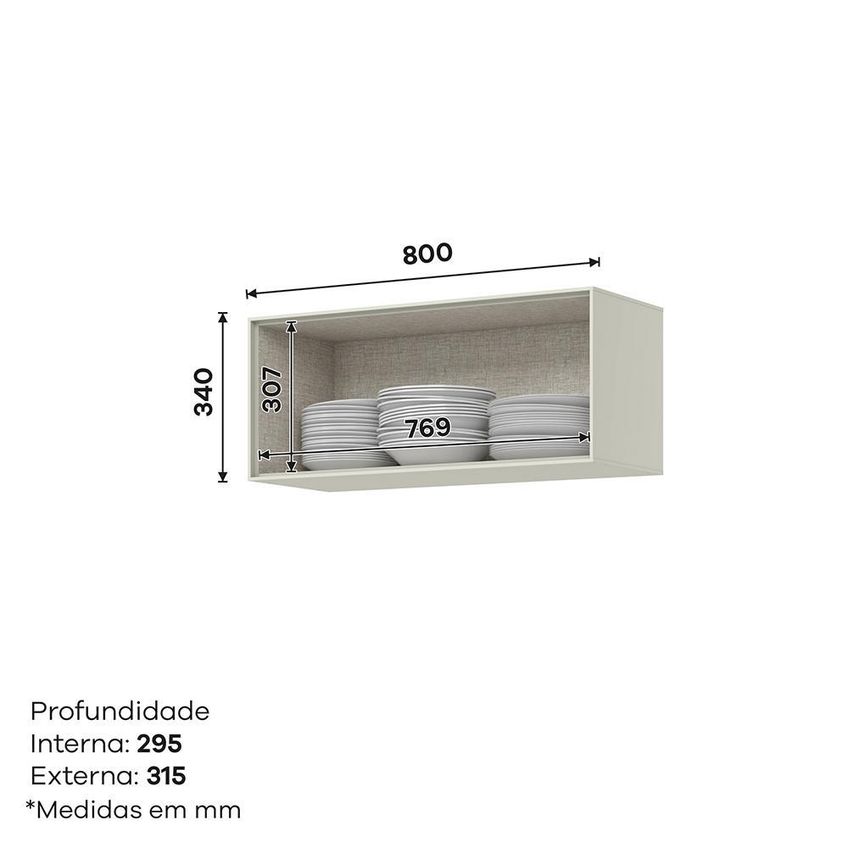 Armário Aéreo Fineze 80cm 1 Porta Basculante Areia Henn - imagem 3