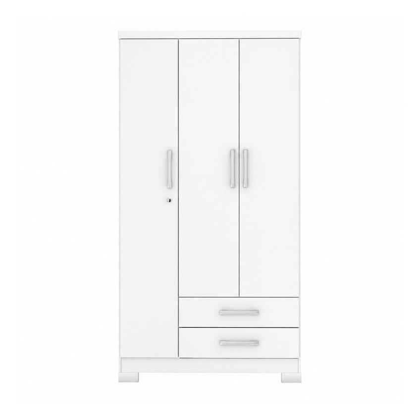 Guarda Roupa Solteiro Açaí 3 Portas E 2 Gavetas Branco - Móveis Henn - imagem 3