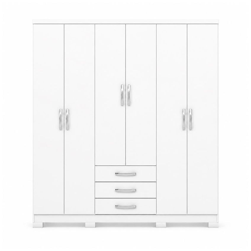 Guarda Roupa Casal Caju 6 Portas E 3 Gavetas Branco - Móveis Henn - imagem 3