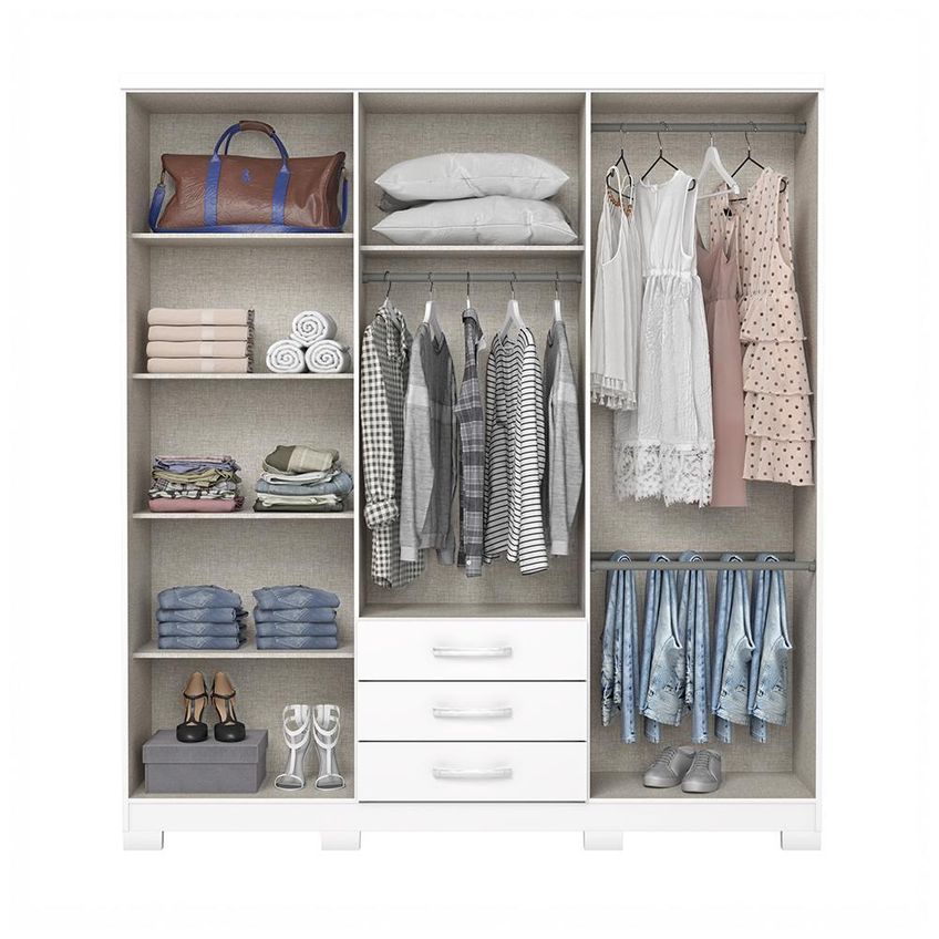 Guarda Roupa Casal Caju 6 Portas E 3 Gavetas Branco - Móveis Henn - imagem 4