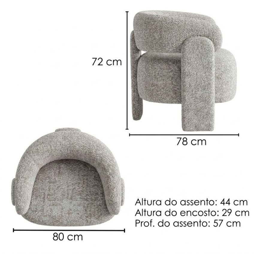 Poltrona Decorativa Lume Pes Madeira Boucle Tce 1018 Moll - imagem 3