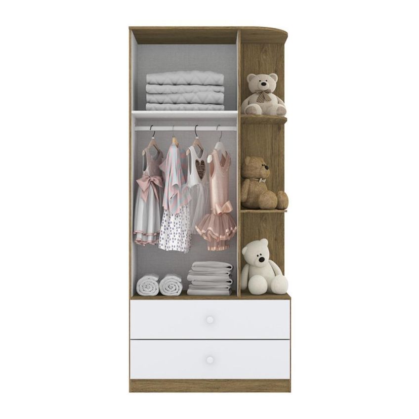 Guarda Roupa Infantil Labirinto 2 Portas E 2 Gavetas Rústico/branco - Móveis Henn - imagem 4