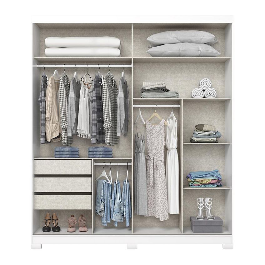 Guarda Roupa Verg 02 Portas Deslizantes Branco - Móveis Henn - imagem 4