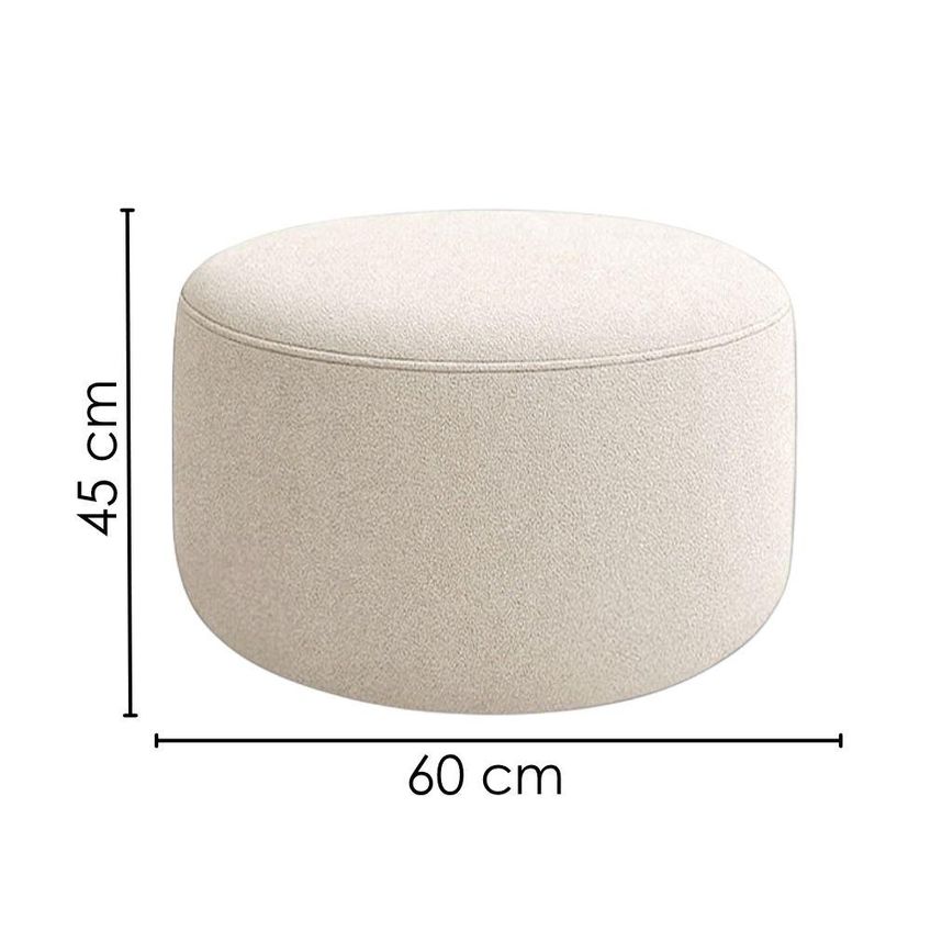 Puff Redondo Organico Imperial 45x60 Cm Boucle Bege Impo - imagem 3