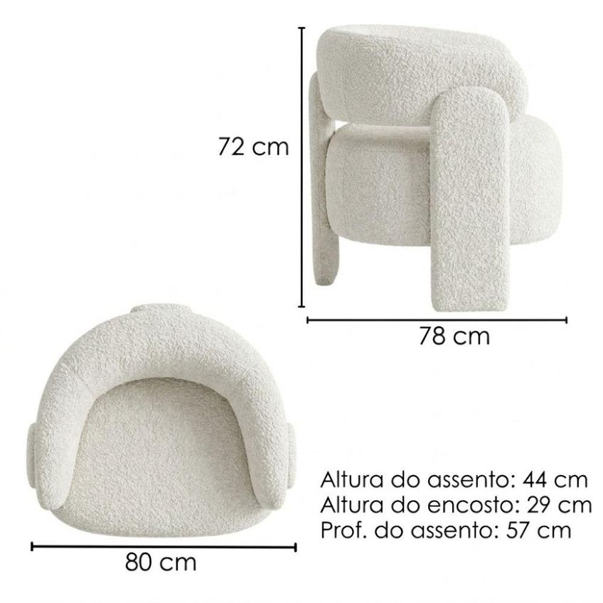 Poltrona Decorativa Lume Pes Madeira Boucle Tce 1010 Moll - imagem 3