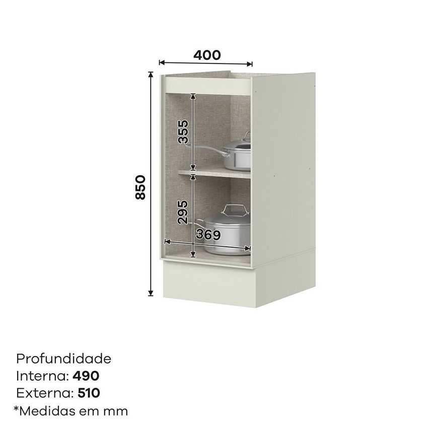 Balcão Fineze 40cm 1 Portas Henn Areia - imagem 3