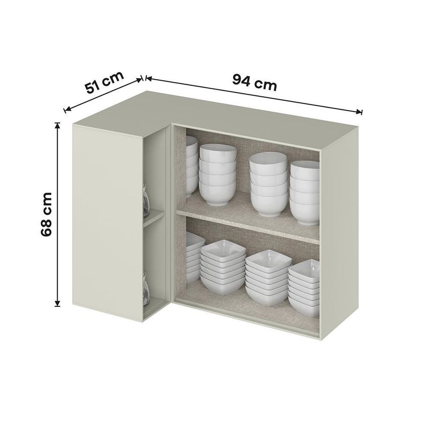 Armário Aéreo Canto Reto Fineze 95cm 1 Porta Areia Henn - imagem 4