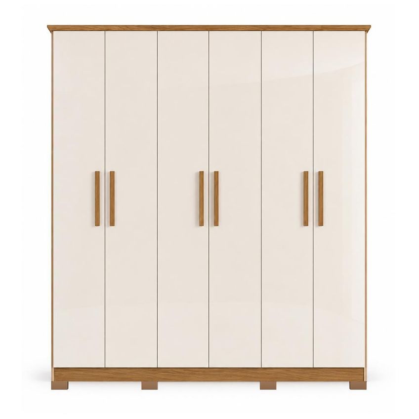 Guarda Roupa Casal Cover 6 Portas Off White/nature - Móveis Henn - imagem 3