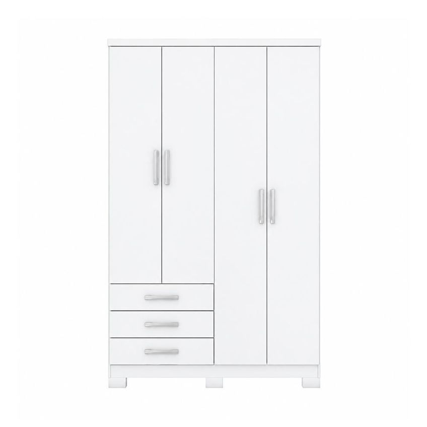 Guarda Roupa Solteiro Caju 4 Portas E 3 Gavetas Branco - Móveis Henn - imagem 3