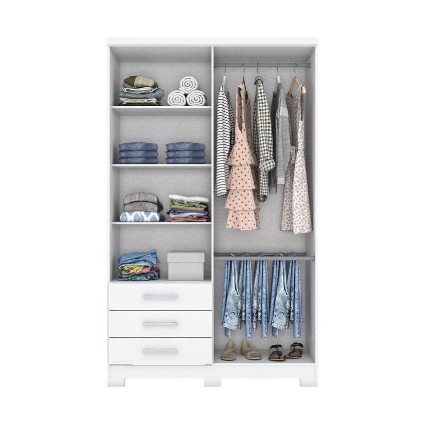 Guarda Roupa Solteiro Caju 4 Portas E 3 Gavetas Branco - Móveis Henn - imagem 4