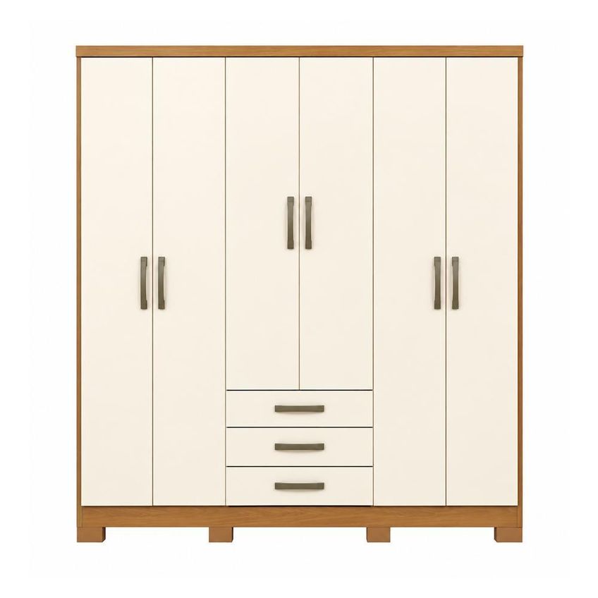 Guarda Roupa Casal Caju 6 Portas E 3 Gavetas Cinamomo/off White - Móveis Henn - imagem 3