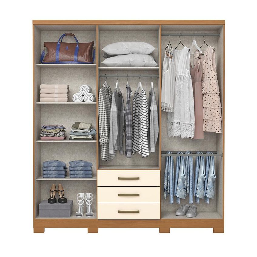 Guarda Roupa Casal Caju 6 Portas E 3 Gavetas Cinamomo/off White - Móveis Henn - imagem 4
