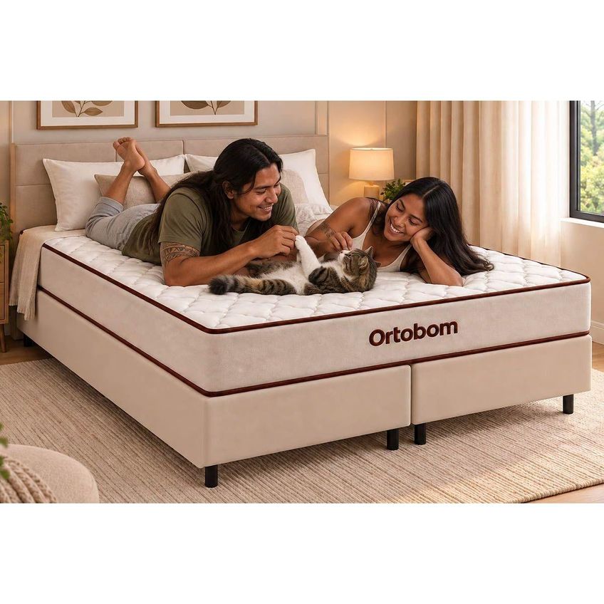 Cama Box CRC Solteiro + Colchão Ortopédico Fit Confort Ortobom - imagem 3
