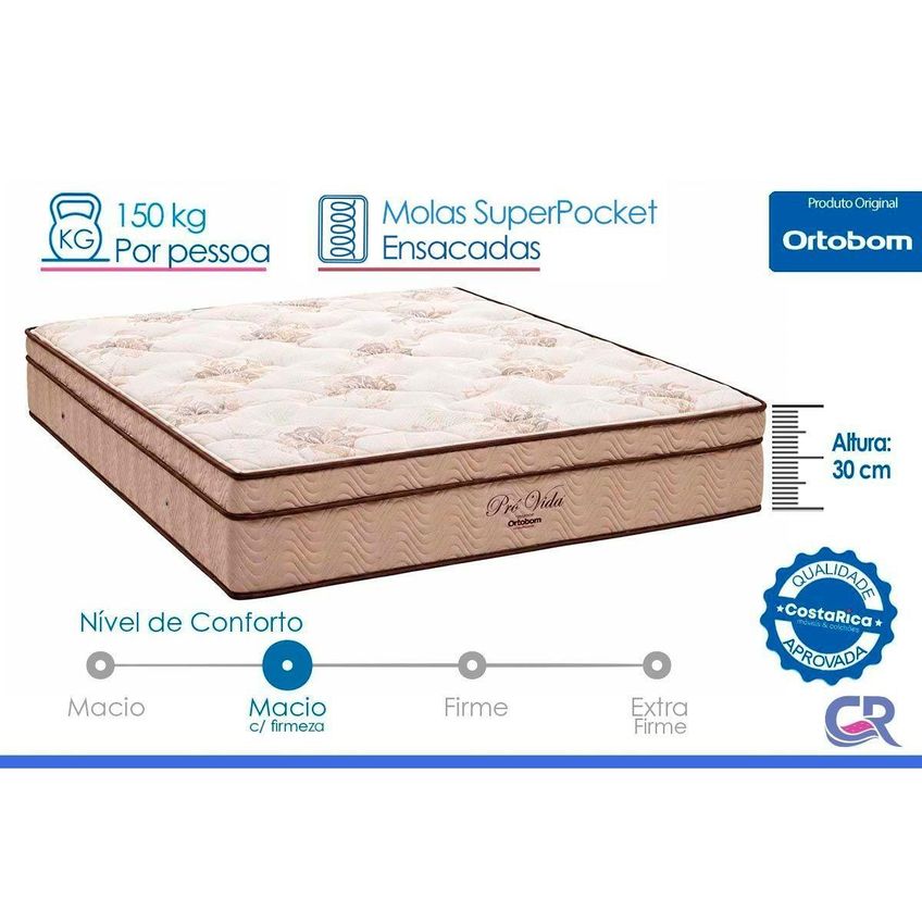 Cama Box Baú CRC Casal + Colchão Molas Pró Vida Ortobom 138 - imagem 4