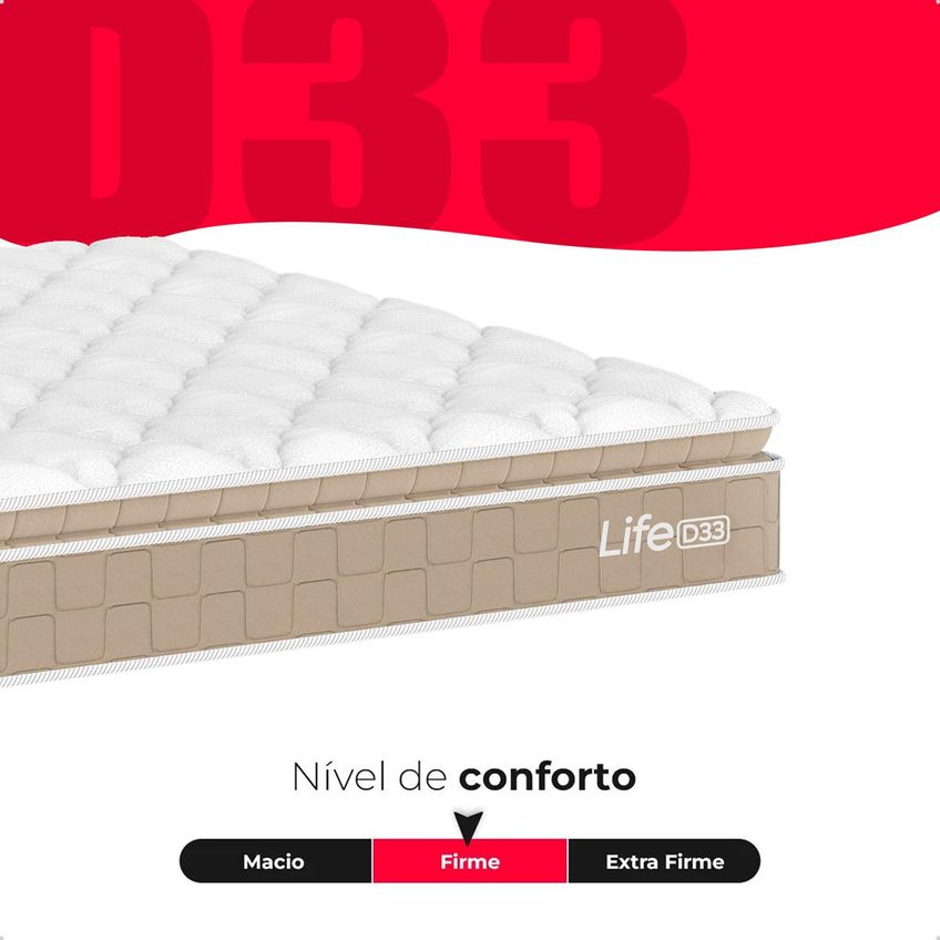 Cama Box Casal Colchão Life D33 Pillow Top 61x138x188cm Bege E-shop Casa - imagem 4
