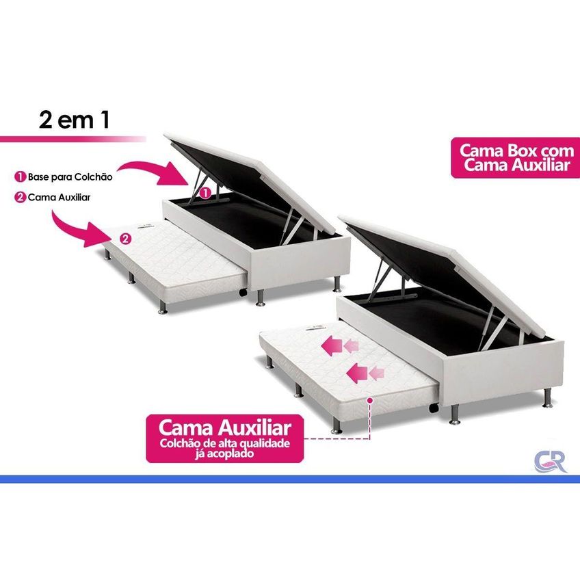 Cama Baú C/aux Crc Solteiro+colchão Molas Pró Vida Ortobom - imagem 5