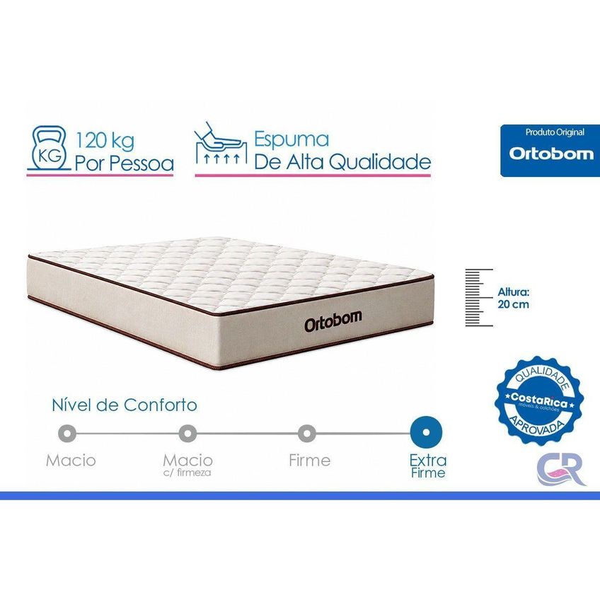 Cama Box CRC Solteiro + Colchão Ortopédico Fit Confort Ortobom - imagem 5