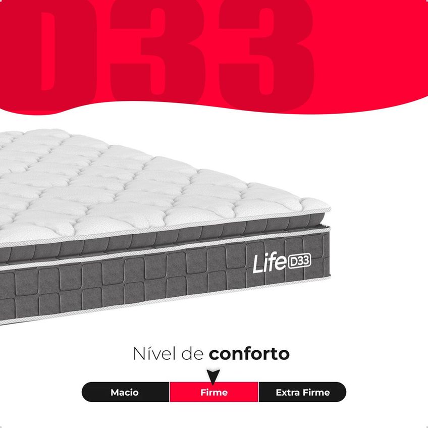 Cama Box Base Casal Bipartido Colchão Life D33 Pillow Top 61x138x188cm Cinza E-shop Casa - imagem 4