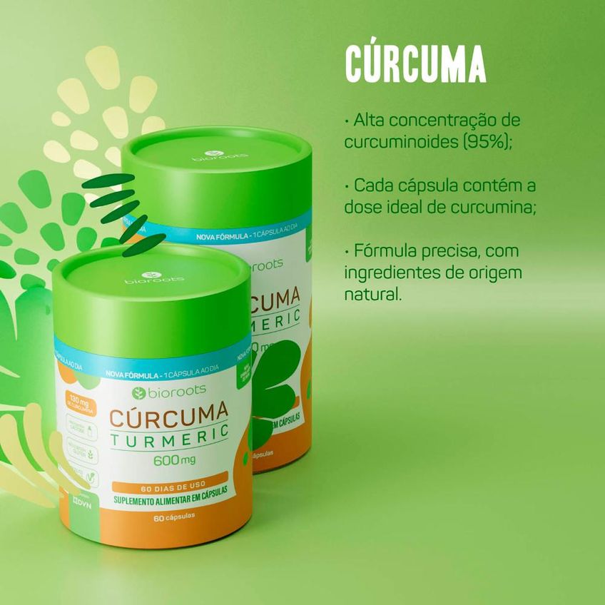 Cúrcuma Turmeric 600mg Bioroots 60 Cápsulas - imagem 2