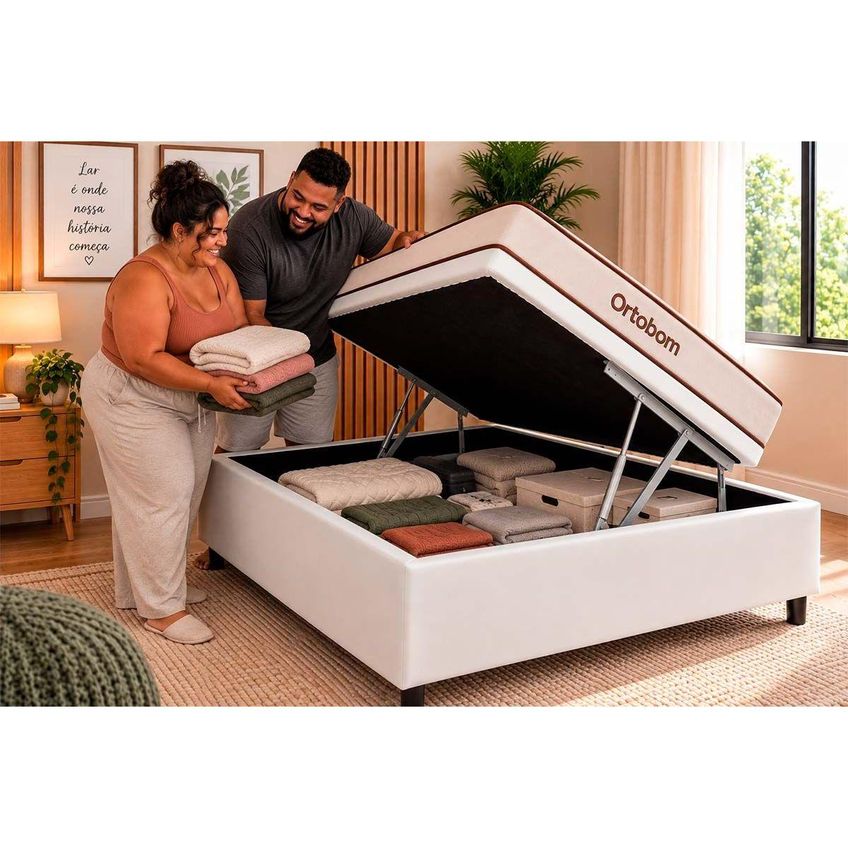 Cama Box Baú CRC Casal + Colchão Ortopédico Fit 2.0 Ortobom - imagem 3