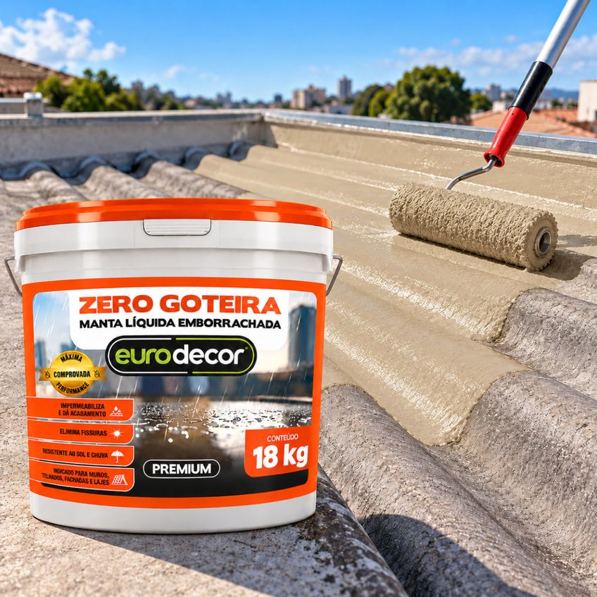 Manta Líquida Emborrachada Impermeabilizante Zero Goteira Areia 18 Kg Eurodecor - imagem 3