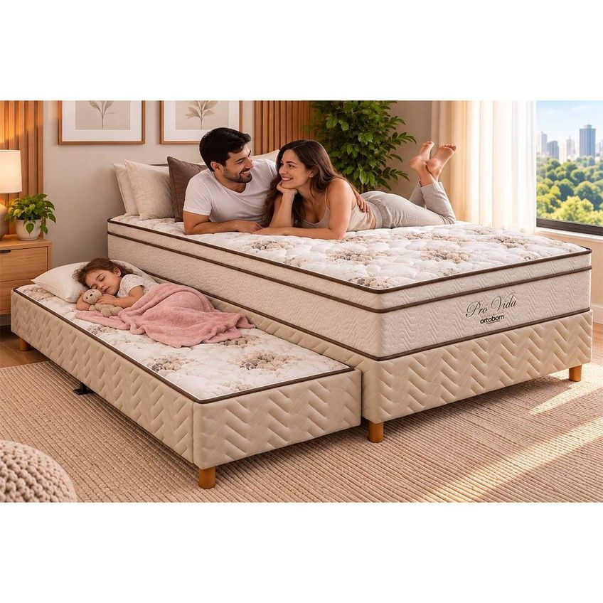 Cama Box C/aux CRC Casal + Colchão Molas Pró Vida Ortobom 138 - imagem 3