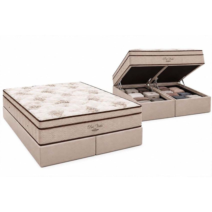 Cama Box Baú Crc King Colchão Molas Pró Vida Ortobom 193x203 - imagem 2