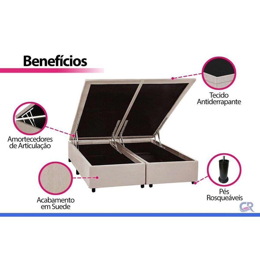 Cama Box Baú Crc King Colchão Molas Pró Vida Ortobom 193x203 - imagem 5