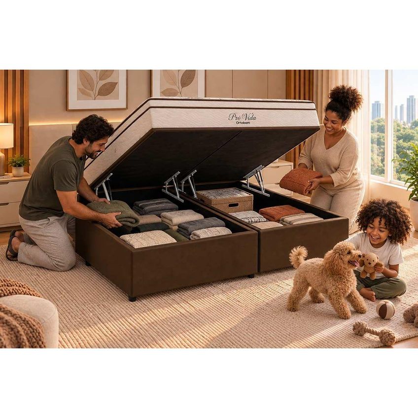 Cama Box Baú CRC Solteiro + Colchão Molas Pró Vida Ortobom 88 - imagem 3