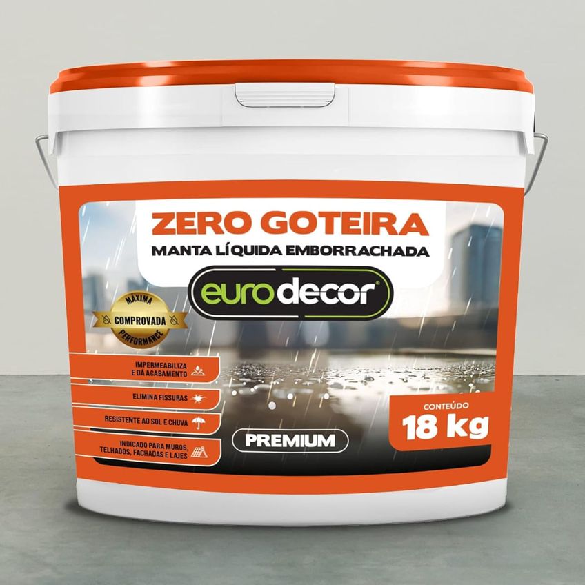 Manta Líquida Emborrachada Impermeabilizante Zero Goteira Preto 18 Kg Eurodecor - imagem 4