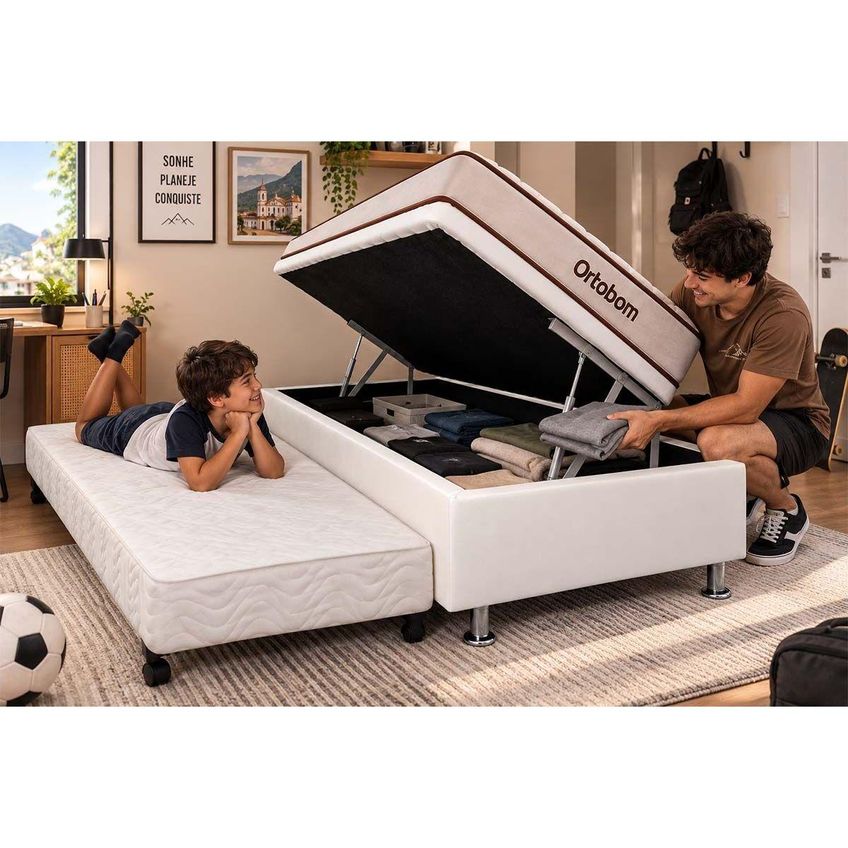 Cama Baú C/aux Crc Solt+colchão Ortopédico Fit 2.0 Ortobom - imagem 3