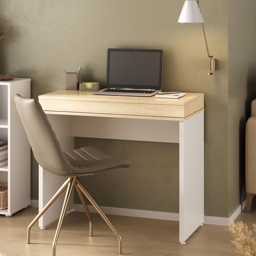 Escrivaninha Mind Com 2 Portas Carvalho/branco Artany - imagem 5