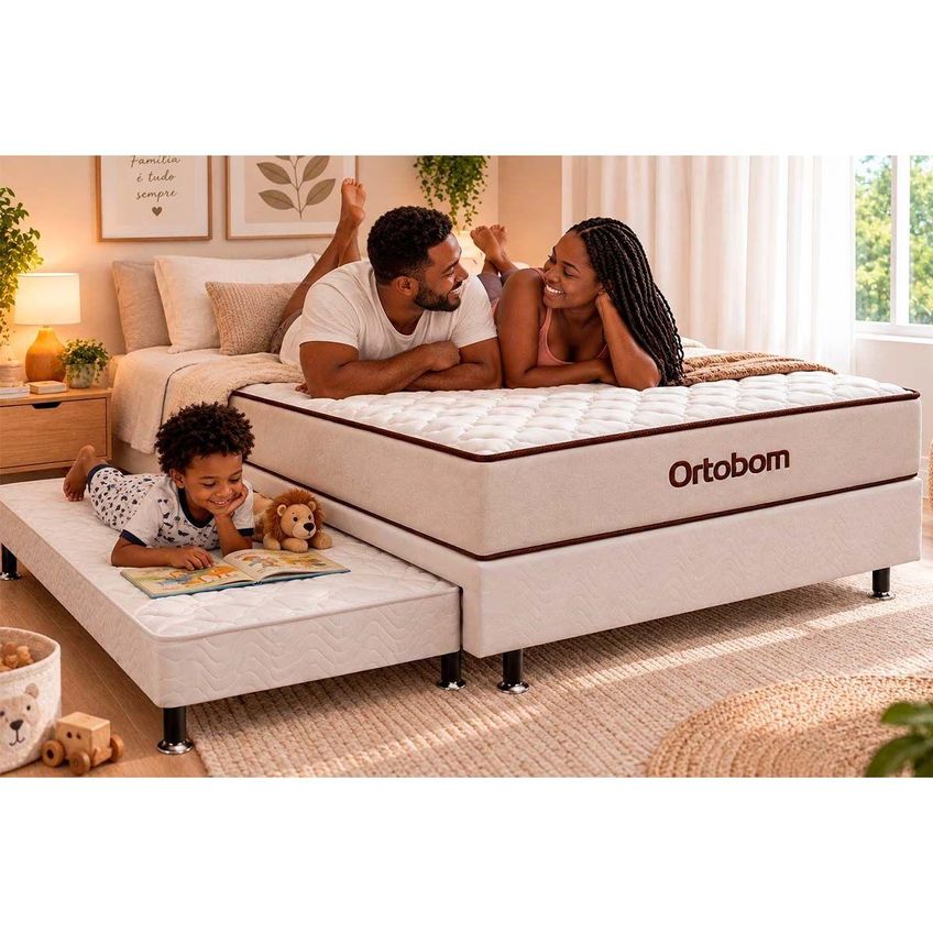 Cama Box C/aux CRC Casal + Colchão Ortopédico Fit 2.0 Ortobom - imagem 3
