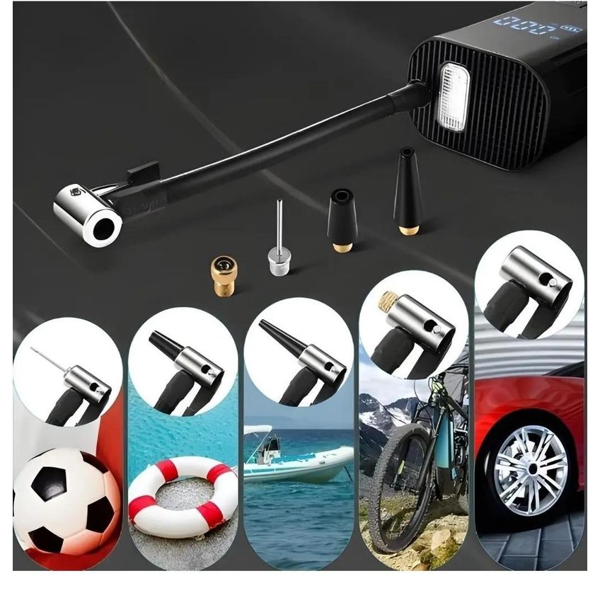 Mini Compressor Power Bank Portátil Bomba De Encher Pneu Carro Moto Bike Bola E Balão - imagem 3