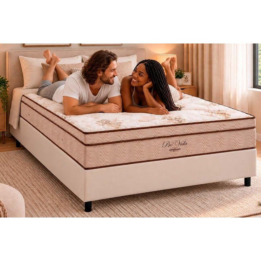 Cama Box CRC Queen + Colchão Molas Ensacadas Pró Vida Ortobom - imagem 3