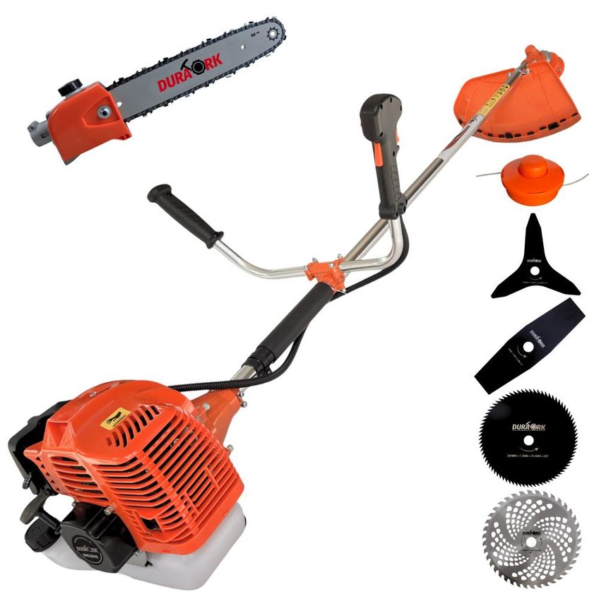 Máquina De Cortar Grama Duratork DR520H5 52cc 2,5HP 10.500RPM 6 Em 1 Com Carretel + Facas 2 Pontas, 3 Pontas, 40 Dentes, 80 Dentes, EPI E Poda Galho - imagem 3